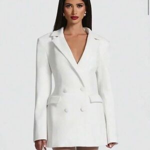 Elegant White Women's Blazer Dress from BabyBoo